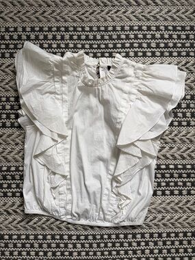 Dynamite White Ruffle Sleeve Blouse size S